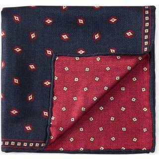 Brunello Cucinelli Printed Silk Pocket Square Navy