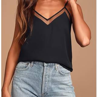 TEMU Women' V-neck Tank Top With Cutout Detail - Casual Or Formal Attire, Versatile Clothing | Minimalist Style |