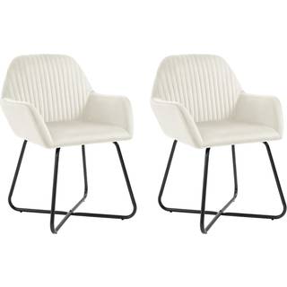 spisebordsstole 2 stk. fløjl cremefarvet