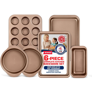 Bakken 6-delt køkken bagepande sæt-Kommerciel kvalitet Carbon Steel Bakeware med nonstick Coating Stackable og rumbesparende design PFOA PFOS PTF