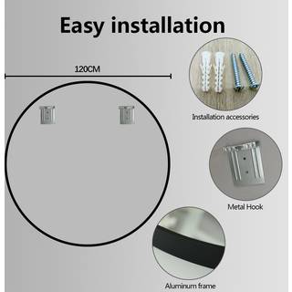 Koniseur rundt spejl med sort Aluminiums ramme (Variant: Ø 120 cm)