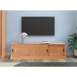 TV-bord med 3 skydedøre i fyrrebejdset hvid