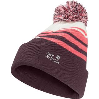 Jack Wolfskin Kid's Stripy Pompom Beanie Amaranth, S