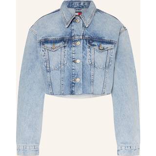 Back Logo Oversized Cropped Denim Jacket
