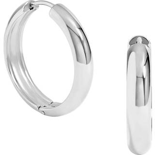 Jon Richard Jon Richard Silver Plated Waterproof Medium Flat Surface Hoop Earrings