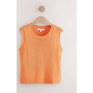 Next Orange Knitted Crew Neck Vest with Linen