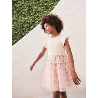 Next Pink Floral Tiered Mesh Skirt Dress (3-12yrs)