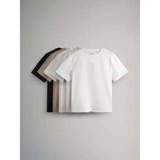 The Set The Set Black/Taupe Brown/Stone/Grey Marl/Cream 5 Pack Relaxed Short Sleeve 100% Cotton T-Shirts