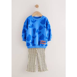 Next Blue Flower Sweatshirt & Flare Leggings Set (3mths-7yrs)