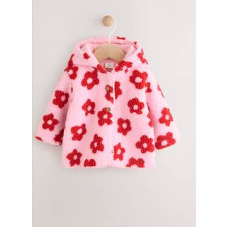 Next Pink Floral All Over Print Borg Hooded Baby Jacket (0mths-2yrs)