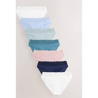 Next Pastel High Leg Cotton and Lace Knickers 7 Pack