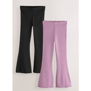 Next Black and Purple 2 Pack Rib Flare Leggings (3-16yrs)