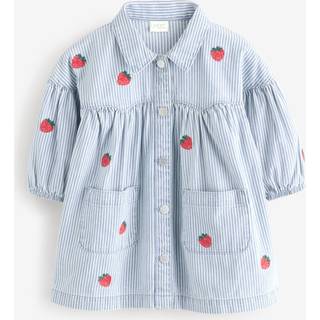 Next Blue Stripe Strawberry Embroidered Denim Shirt Dress (3mths-8yrs)