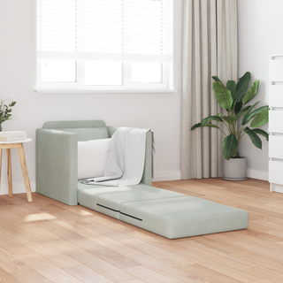 Gulvsovesofa med pude Lysegrå 74 x 77 x 81 cm Fløjl
