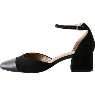 Next Black Suede Premium Suede Toe Cap Block Heels - EU 39 W (UK 6)
