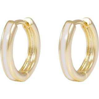 Snö Of Sweden Domino Thin Hoop Earring Gold/White
