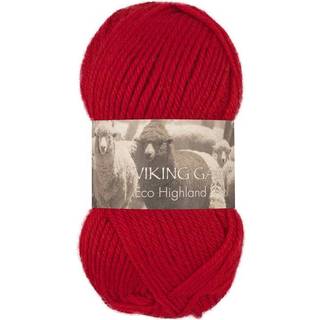 Viking Eco Highland Wool 250 Rød Indhold: 100% Uld Vægt/længde: 50 gram = ca. 110 meter Anbefalede pinde: 4-4.5 mm Strikkefasthed: 10 cm = 20 m Vask: Finvask Max 30 ºC / Tørres fladt.
