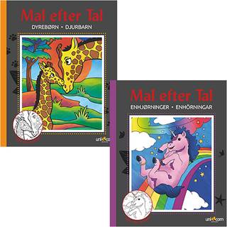 Mal efter Tal malebøger - Enhjørninger & Kære Dyrebørn - 2 stk.