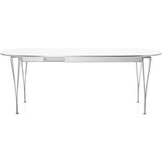 Fritz Hansen - B620 Superellips Utdragbart, Laminat, Vit, Krom - Spiseborde - Arne Jacobsen,Bruno Mathsson,Piet Hein - Hvid - Metal/Træ