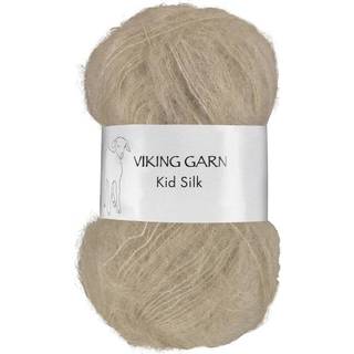 Viking Kid-Silk 306 Beige Indhold: 77% Kid Mohair, 23% silke Vægt/længde: 25 g = ca. 200 meter Anbefalede pinde: 3 mm Strikkefasthed: 10 cm = 24 m Vask: Max 30 °C / Tørres fladt.