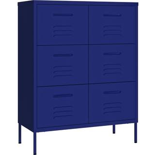 kommode 80x35x101,5 cm stål marineblå