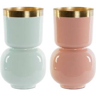 Vase DKD Home Decor Grøn Gylden Koral Jern Lakeret 18 x 18 x 31 cm (2 enheder)