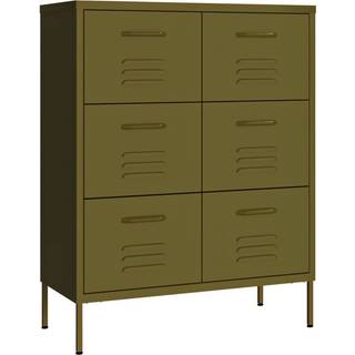 Kommode 80X35X101,5 Cm Stål - Olivengrøn