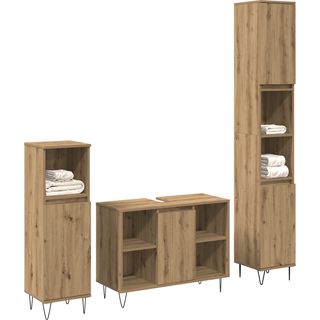 Badeværelsesmøbel sæt 3 pcs Artisan Egetræ Konstrueret træ