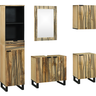 Badeværelsesmøbel Sæt Med Skuffe 5 Dele Brun 38 X 33 X 160 Cm