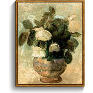 crmotu vintage inramad väggkonst vit ros klassiska oljemålningar botanisk blommig duk tryck fransk land estetiska bilder väggdekor vardagsrum sov