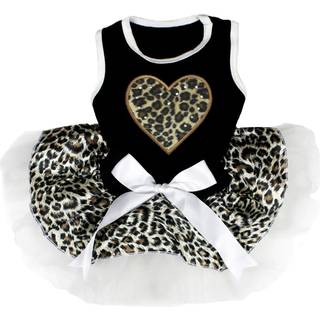 Petitebella Leopard Heart Puppy Hundekjole (Sort/Hvid Leopard XXX-Large)
