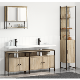 Badeværelsesmøbel sæt med hylde 4 pcs Sonoma eg Konstrueret træ