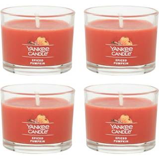 Yankee Candle Signature Votive Mini Candle Jar krydret græskar duft naturlig soja voksblandingslys med naturlig fiber wick 1,3 oz glaskrukke (pak