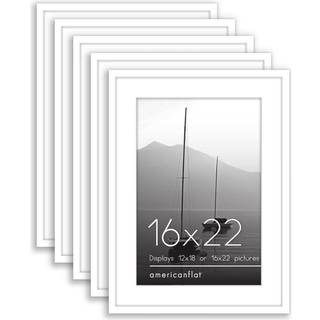 AmericanFlat 16x22 Billedramme med poleret plexiglass - S?t med 5 - Brug som 12x18 ramme med Mat eller 16x22 ramme uden Mat - Galleria Collection