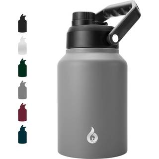 BJPKPK 64 oz isolerad vattenflaska Diskmaskin Säker halv gallon vattenflaska med ergonomiskt handtag BPA gratis läckfast vatten kanna för sportme