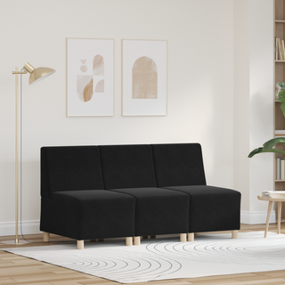 Modulsofa enhed uden arme 3 pcs Sort 55 x 74 x 82 cm Fløjl