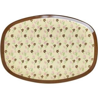 Hacienda Flower Rektangulær Middagstallerken, Cream/Blue/Brown, 22x30 cm