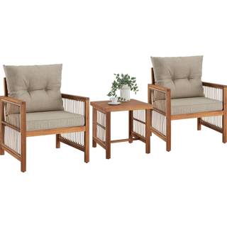 Lounge-sæt Eivissa i reb-design med XXL-polstring - natur