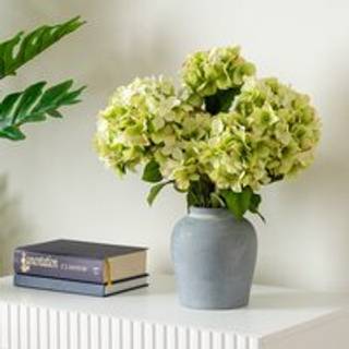 Scottish Everlastings Ltd Scottish Everlastings Ltd Green Artificial Hydrangeas in Grey Vase
