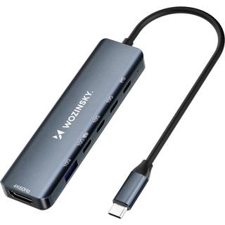 Wozinsky WHBC10Y4S Multifunktionel 6-i-1 USB-C-hub - Grå