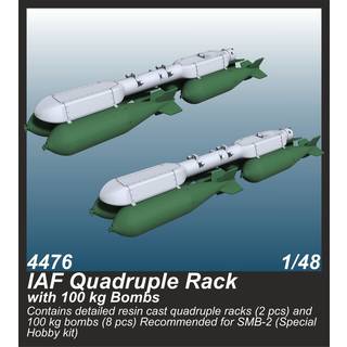 IAF Quadruple Rack with 100 kg Bombs  (2 pcs.) / for SMB-2, Sa��ar and Mirage III kits