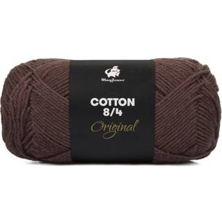 Mayflower Cotton 8/4 1436 Mørkebrun Indhold: 100% Bomuld Vægt/længde: 50 gram = ca. 170 meter Anbefalede pinde: 3.0-3.5 mm Anbefalede hæklenål: 2.5-3.0 mm Strikkefasthed: 10 x 10 cm = 27 m x 36 p Maskinvask 60ºC / Tørres fladt.