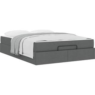 Sengestel Med Opbevaring Mørkegrå 160 X 200 Cm Stof