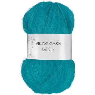 Viking Kid-Silk 329 Turkis Indhold: 77% Kid Mohair, 23% silke Vægt/længde: 25 g = ca. 200 meter Anbefalede pinde: 3 mm Strikkefasthed: 10 cm = 24 m Vask: Max 30 °C / Tørres fladt.