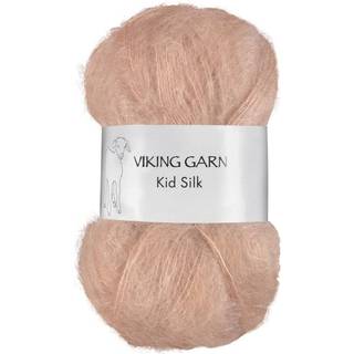 Viking Kid-Silk 366 Lys nougat Indhold: 77% Kid Mohair, 23% silke Vægt/længde: 25 g = ca. 200 meter Anbefalede pinde: 3 mm Strikkefasthed: 10 cm = 24 m Vask: Max 30 °C / Tørres fladt.