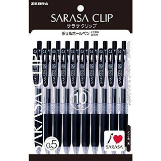 Zebra Sarasa Clip P-JJ15-BK10 Gel Ballpoint Pen 0,5 Sort 10 stykker