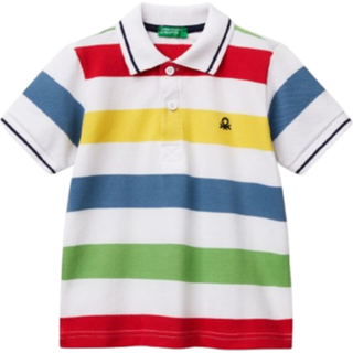 Benetton Benetton Younger Drenge Blå Stribet 100% Bomuld Polo-skjorter