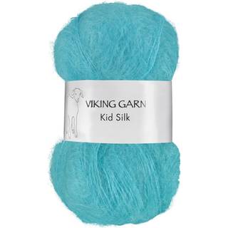Viking Kid-Silk 330 Lys turkis Indhold: 77% Kid Mohair, 23% silke Vægt/længde: 25 g = ca. 200 meter Anbefalede pinde: 3 mm Strikkefasthed: 10 cm = 24 m Vask: Max 30 °C / Tørres fladt.