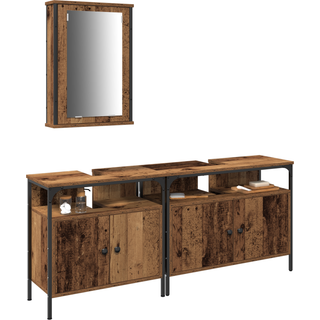 Badeværelsesvaske 3 Dele Brun 80 X 30 X 60 Cm Konstrueret Træ