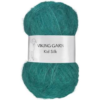 Viking Kid-Silk 339 Jade Indhold: 77% Kid Mohair, 23% silke Vægt/længde: 25 g = ca. 200 meter Anbefalede pinde: 3 mm Strikkefasthed: 10 cm = 24 m Vask: Max 30 °C / Tørres fladt.